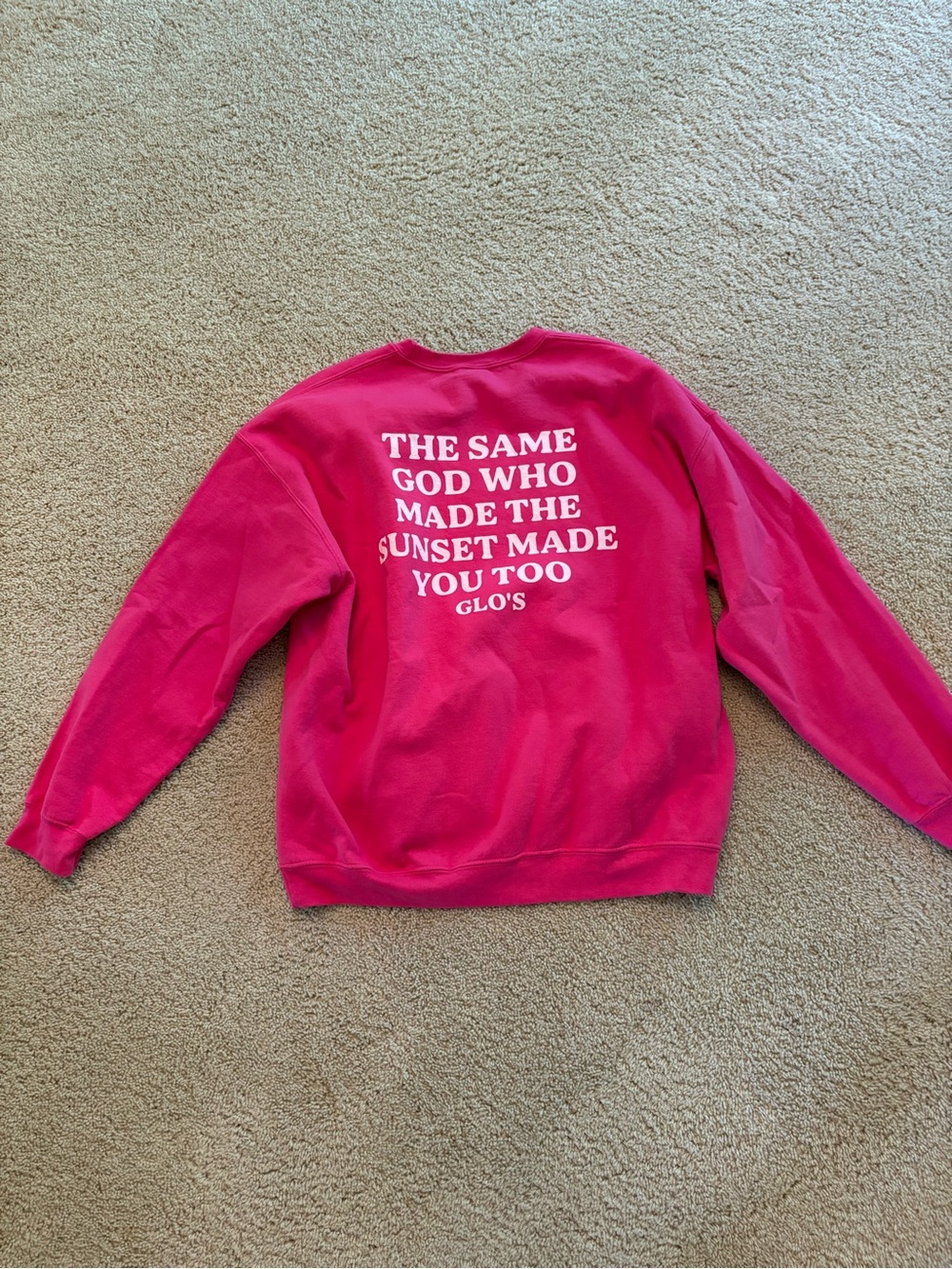 Gildan Hot Pink Graphic Sweatshirt with White Inspirational Back Text